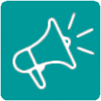 Teal icon with a megaphone representing marketing and advertising
