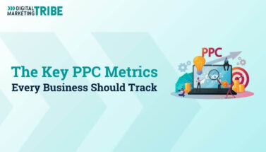 DMT branded banner for The Key PPC Metrics Every Business Should Track blog post with PPC advertising illustration