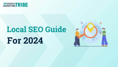 Local SEO Guide for 2024 DMT branded blog banner with location pin and globe illustration