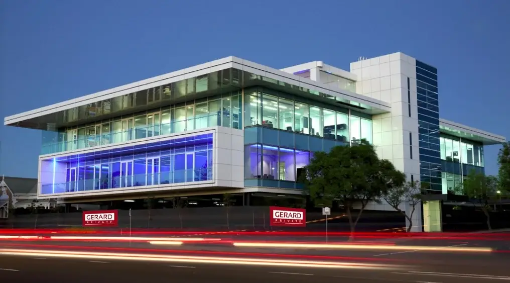 Mistral Appliances head office building lit at dusk